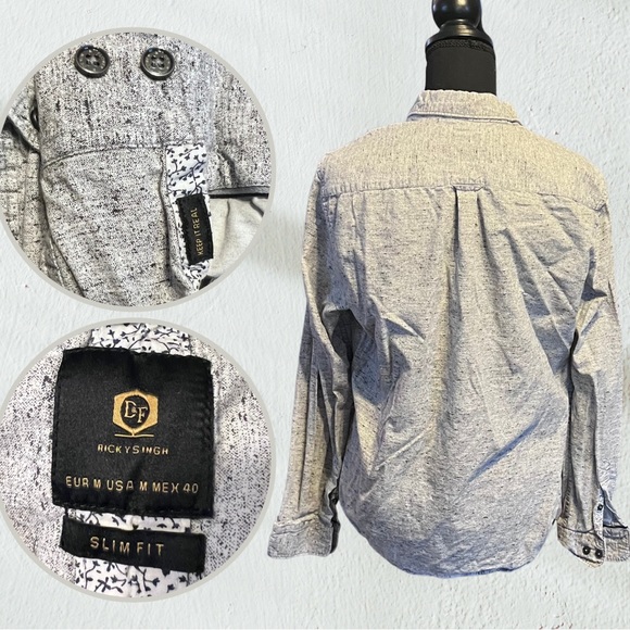 DENIM & FLOWER Ricky Singh Texture Print Button Down Shirt | M - Picture 2 of 2